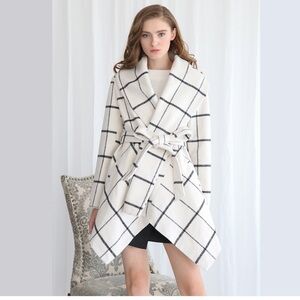 CHICWISH $130 Turn Down Shawl Collar Asymmetric Hemline Wool Blend Coat XXS